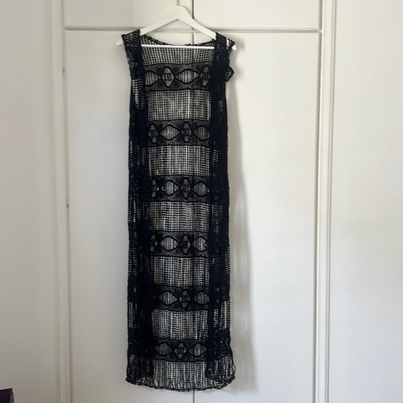 Women's Crochet Black Beach Coverup - Picture 1 of 6